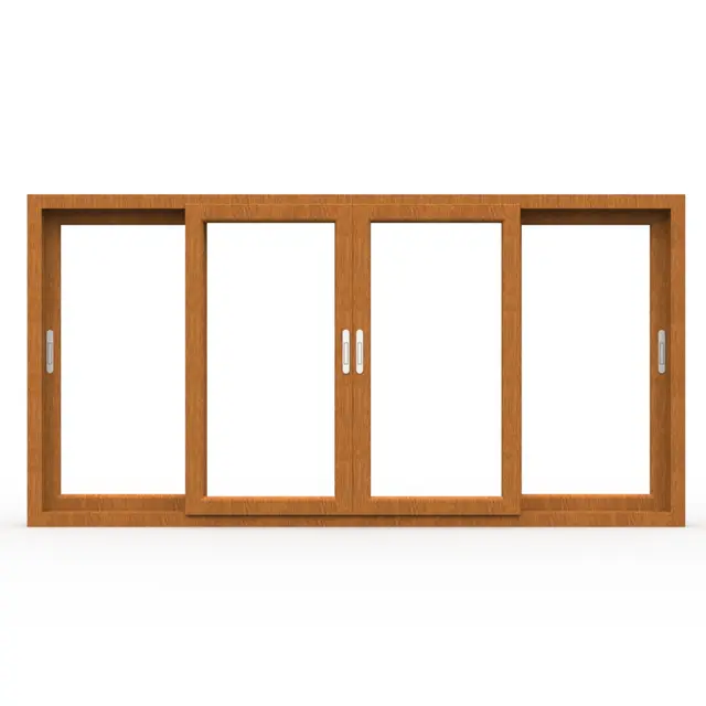 Golden Oak UPVC 62 Series 2-Track 4-Panel Sliding Window by Simmply Perfect, Hyderabad