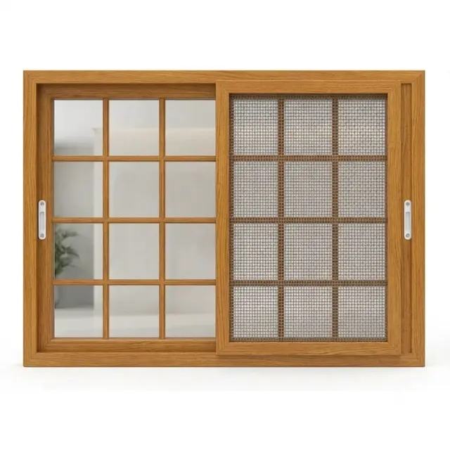 Golden Oak UPVC 90 Series 2.5-Track French Sliding Window by Simmply Perfect, Hyderabad