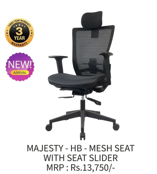 Office Chair Majesty(HB) Mesh Seat with Seat Slider | Simmply Perfect Office Chair Majesty(HB) Mesh Seat with Seat Slider by Simmply Perfect, Hyderabad