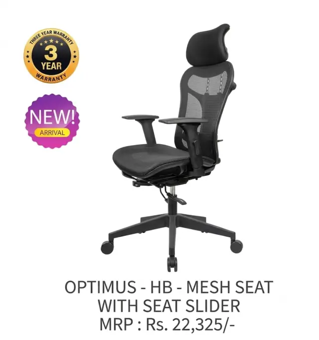 Office Chair Optimus(HB) Mesh Seat with Seat Slider | Simmply Perfect Office Chair Optimus(HB) Mesh Seat with Seat Slider by Simmply Perfect, Hyderabad