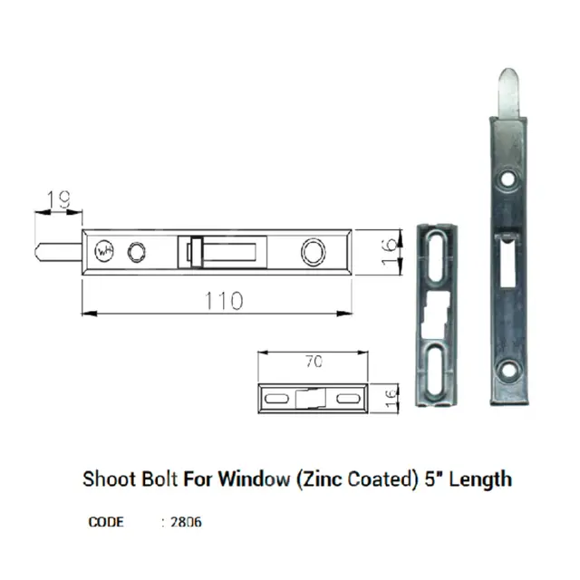 Shoot Bolt For Window (Zinc Coated) for UPVC Windows & Doors Shoot Bolt For Window (Zinc Coated) for UPVC Windows & Doors by Simmply Perfect, Hyderabad