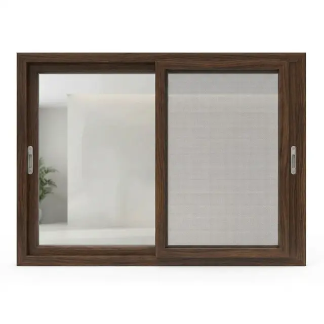 Walnut UPVC 112 Series 3-Track 2-Panel Sliding Window with Mesh Walnut UPVC 112 Series 3-Track 2-Panel Sliding Window with Mesh by Simmply Perfect, Hyderabad