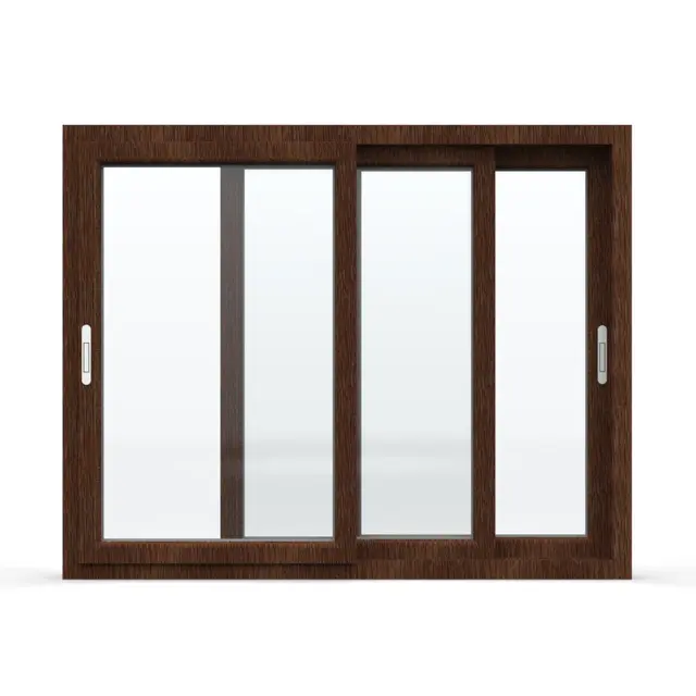 Walnut UPVC 112 Series 3-Track 3-Panel Sliding Window | Simmply Perfect Walnut UPVC 112 Series 3-Track 3-Panel Sliding Window by Simmply Perfect, Hyderabad