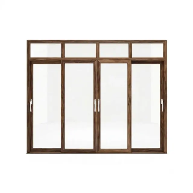 Walnut UPVC 112 Series 3-Track 4-Panel Combination Sliding Door with Top Fix Walnut UPVC 112 Series 3-Track 4-Panel Combination Sliding Door with Top Fix by Simmply Perfect, Hyderabad