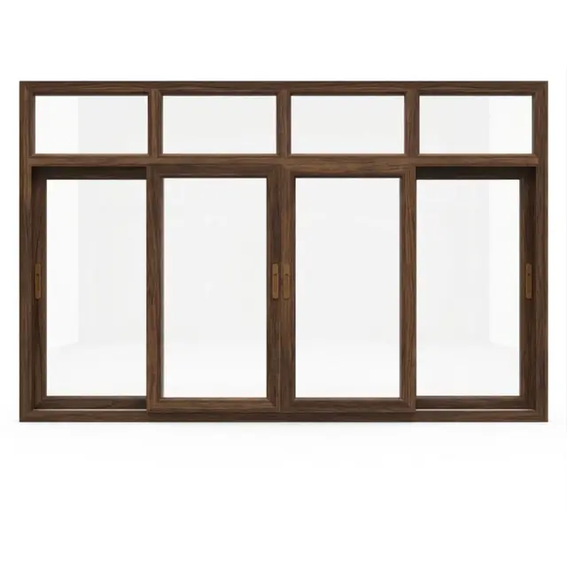 Walnut UPVC 112 Series 3-Track 4-Panel Combination Sliding Window with Top Fix Walnut UPVC 112 Series 3-Track 4-Panel Combination Sliding Window with Top Fix by Simmply Perfect, Hyderabad