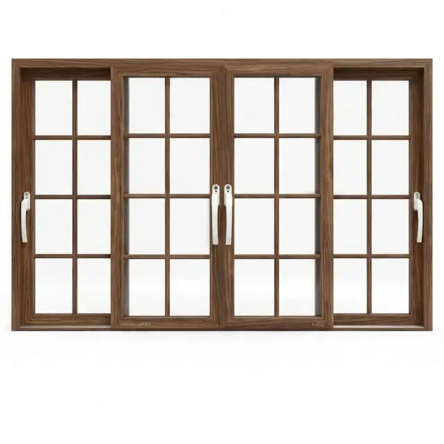 Walnut UPVC 112 Series 3-Track 4-Panel French Sliding Door by Simmply Perfect, Hyderabad