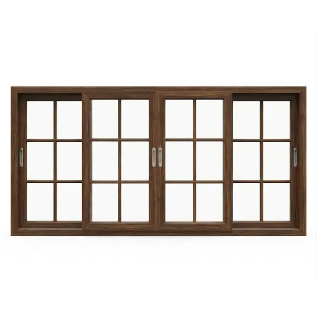 Walnut UPVC 112 Series 3-Track 4-Panel French Sliding Window Walnut UPVC 112 Series 3-Track 4-Panel French Sliding Window by Simmply Perfect, Hyderabad