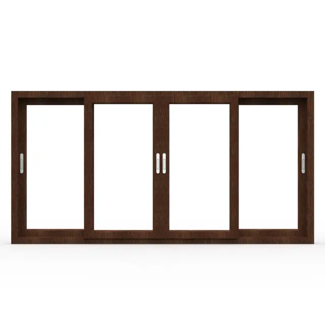 Walnut UPVC 62 Series 2-Track 4-Panel Sliding Window | Simmply Perfect Walnut UPVC 62 Series 2-Track 4-Panel Sliding Window by Simmply Perfect, Hyderabad