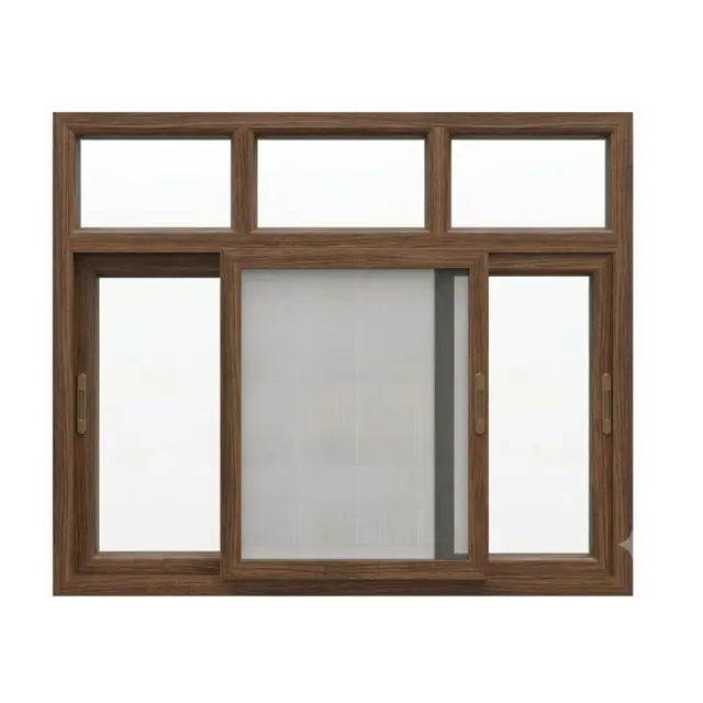 Walnut UPVC 90 Series 2.5-Track Combination Sliding Window with Top Fix by Simmply Perfect, Hyderabad