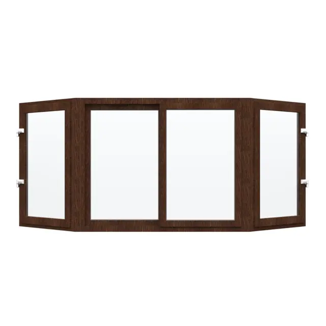 Walnut UPVC Bay Window Front Sliding, Sides Outswing Openable Walnut UPVC Bay Window Front Sliding, Sides Outswing Openable by Simmply Perfect, Hyderabad