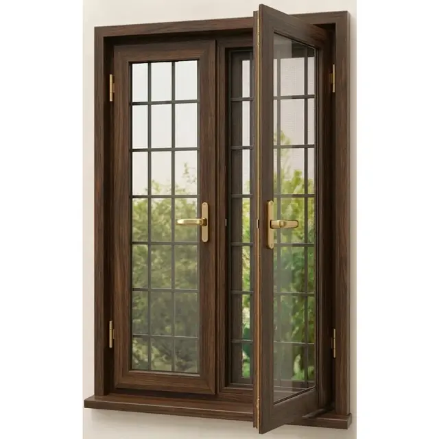 Walnut UPVC Double Casement Window is with Mesh and Grill Walnut UPVC Double Casement Window is with Mesh and Grill by Simmply Perfect, Hyderabad