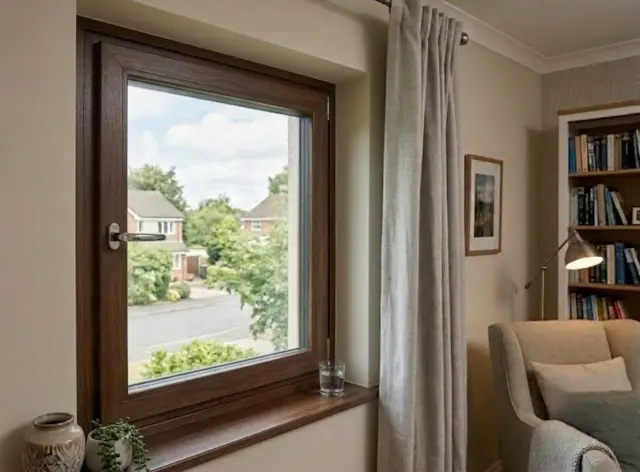 Walnut UPVC Single Casement Soundproof Window | Simmply Perfect Walnut UPVC Single Casement Soundproof Window by Simmply Perfect, Hyderabad