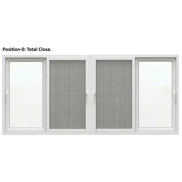 White UPVC 112 Series 3-Track 4-Panel Combination + 2 Mesh Panel Sliding Door, Top Fix White UPVC 112 Series 3-Track 4-Panel Combination + 2 Mesh Panel Sliding Door, Top Fix by Simmply Perfect, Hyderabad
